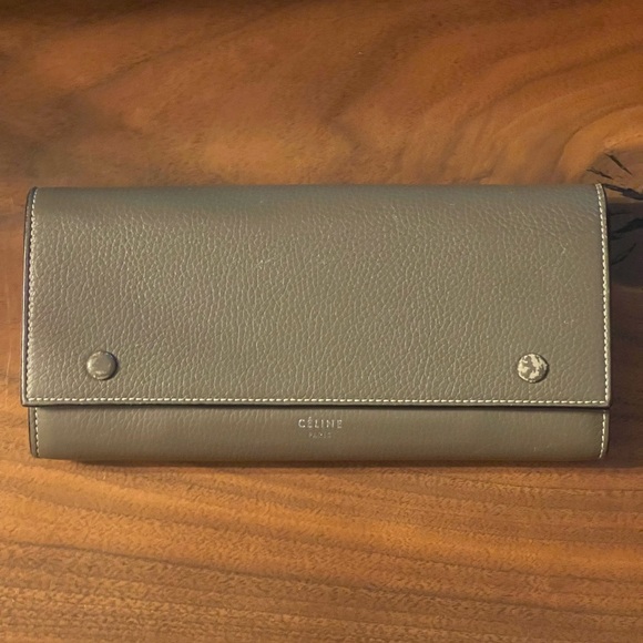 Celine Taupe Continental Leather Wallet - Picture 1 of 8